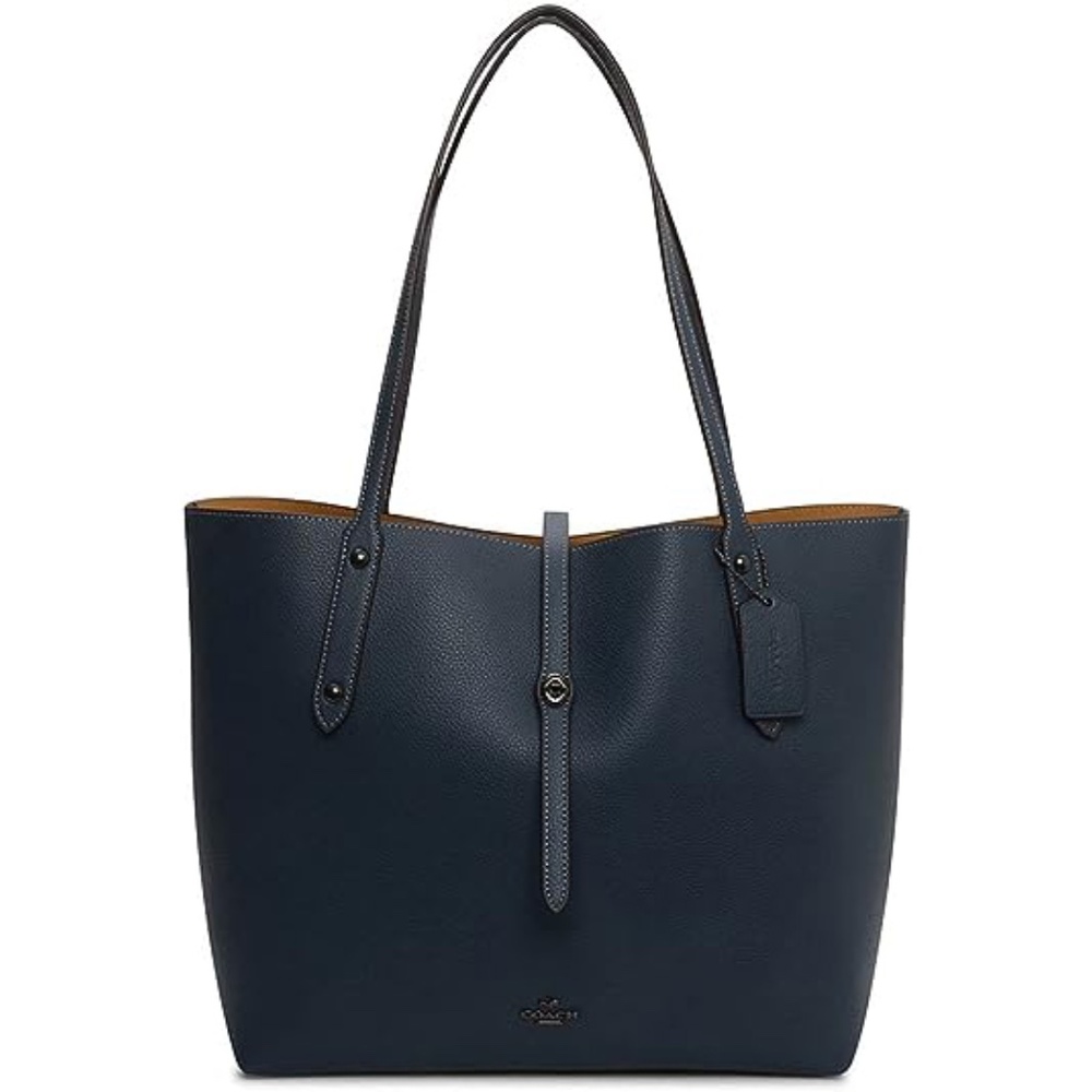 COACH Polished Pebbled Leather Market Tote - Picture 2 of 10